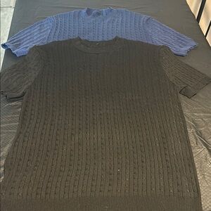 Men's Black and Blue Cable Knit Shirt